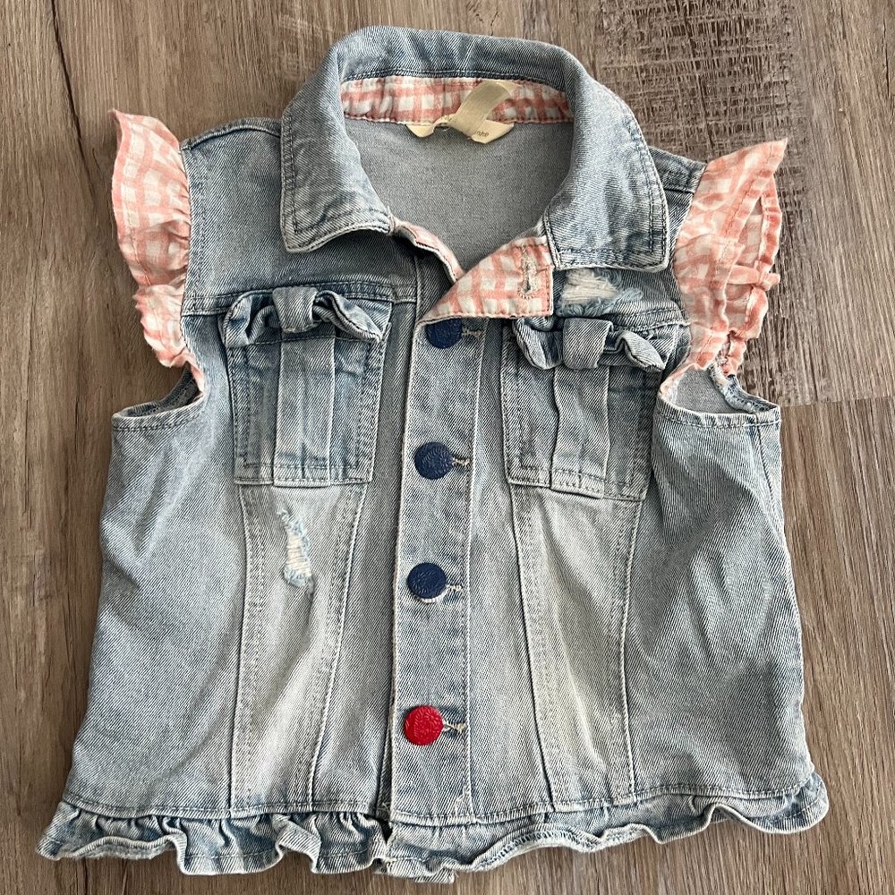 Matilda Jane Denim Jean Vest Size 6 GUC